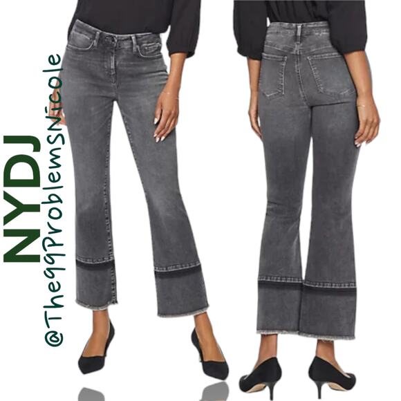 NYDJ Fiona Slim Flare Jeans with Fray Hem in Nobelle - Picture 6 of 8